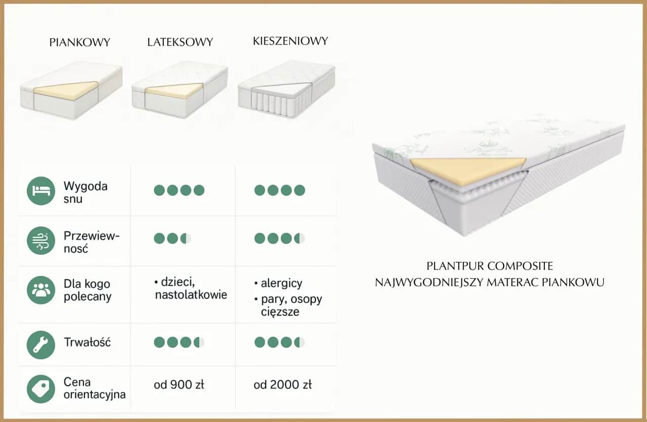 Pianka czy sprężyny? Opinie, porównanie i Twój idealny materac.